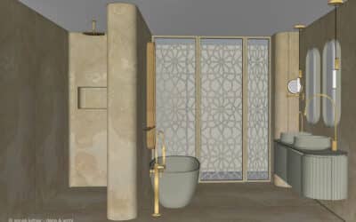 Suite parentale sophistiquée et originale où volutes, feuilles de pierres et noyer se mêlent pour nous surprendre.